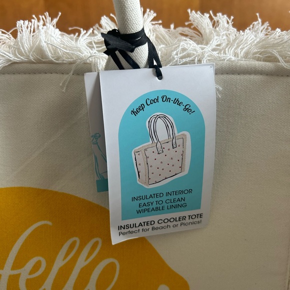 *New* Cynthia Rowley Lemon “Hello SUMMER Insulated Tote W/ Beaded Bag - Picture 9 of 16